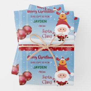 Feuille De Papier Cadeau Drôle cadeau de Père Noël Rudolph Snowflakes Kids
