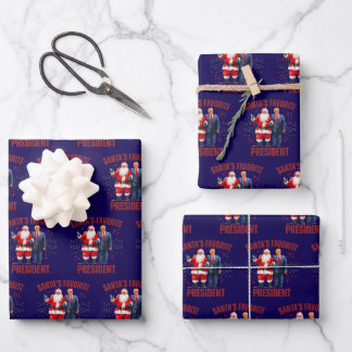 Feuille De Papier Cadeau Drôle de Noël Trump Santa's Président préféré