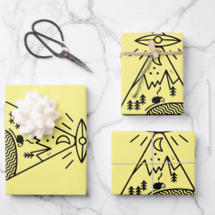 Feuille De Papier Cadeau Drôle d'Ufo, Zone 51, Abduction Alienígène 