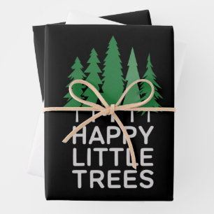 Feuille De Papier Cadeau Drôle Joyeux Petits Arbres Cadeaux Camping