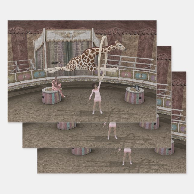 Feuille De Papier Cadeau Drôle Jumping Giraffe (Lot)