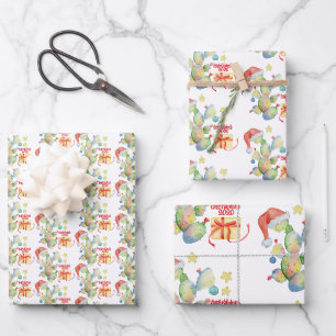 Feuille De Papier Cadeau Drôle Noël Cactus Covid 2020