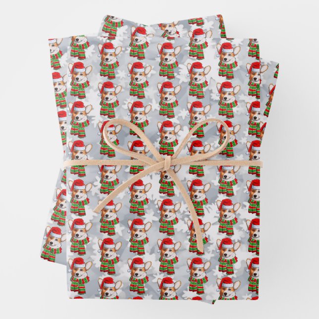 Feuille De Papier Cadeau Drôle Noël Pembroke Welsh Corgi porter de l'écusso (En situation)