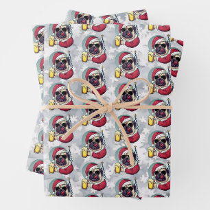 Feuille De Papier Cadeau Drôle Noël Père Noël Carlin Avoir une bière Cool