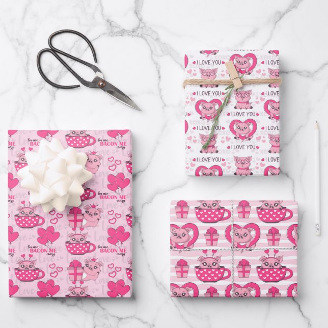 Feuille De Papier Cadeau Drôle Pun d'amour de porc (Recto)