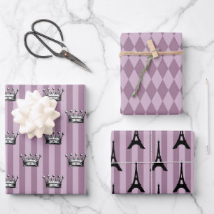 Feuille De Papier Cadeau Dusky Purple et Black Paris