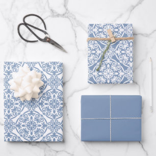 Feuille De Papier Cadeau Dusty Blue Classic Vintage sans joint Damask motif