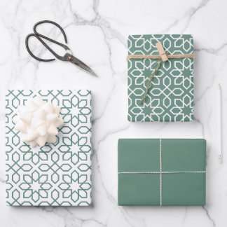 Feuille De Papier Cadeau Dusty Green Motif géométrique arabe