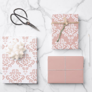 Feuille De Papier Cadeau Dusty rose Floral Vintage sans joint Damask modèle