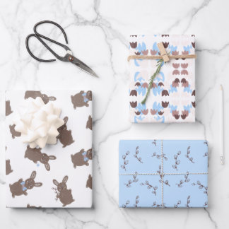 Feuille De Papier Cadeau Easter Baby Boy Bunny Floral 