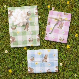 Feuille De Papier Cadeau Easter Bunny Gingham Wrapping Paper Sheets