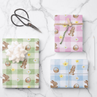 Feuille De Papier Cadeau Easter Bunny Gingham Wrapping Paper Sheets