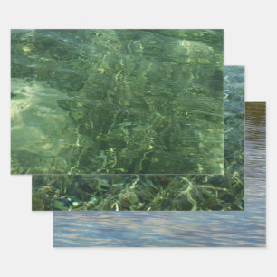Feuille De Papier Cadeau Eau au-dessus de l'herbe marine II (bleu et vert) 