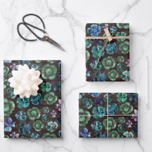 Feuille De Papier Cadeau Eau Bonne Chance Aquarelle Trèfles Verts