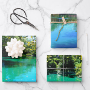 Feuille De Papier Cadeau Eau de corail du lac Forfait triade de haute quali