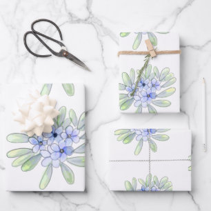 Feuille De Papier Cadeau Eau de la main mignonne jaune, bleu blanc fleurs s
