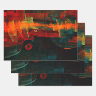 Feuille De Papier Cadeau Eau Orange Rouge Bleu moderne Art Abstrait Motif