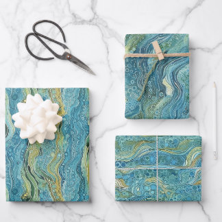 Feuille De Papier Cadeau Eau, vagues, sous l'eau, rivières