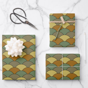 Feuille De Papier Cadeau Écailles de dragon, éventails, vagues, Seigaiha, c