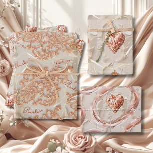 Feuille De Papier Cadeau Écharpe souvenir affectueuse motif cœur de collect