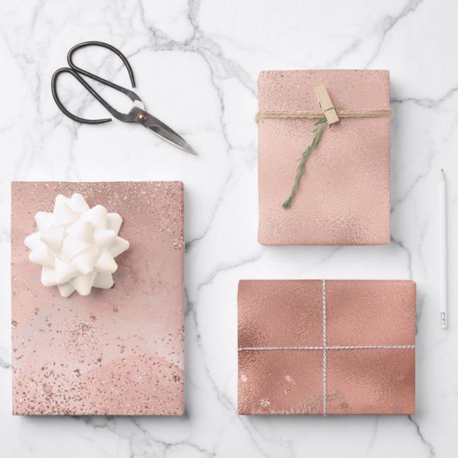 Feuille De Papier Cadeau Éclat rose Rose          (Recto)