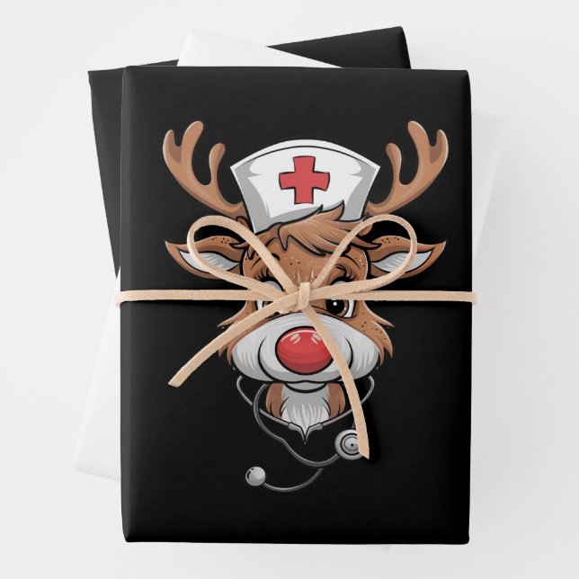 Feuille De Papier Cadeau Écran de Noël Top Reindeer Gants en caoutchouc (En situation)