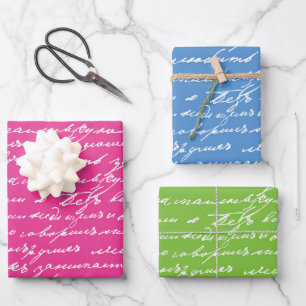 Feuille De Papier Cadeau Écriture manuscrite Cursive Auteur Livres Colorful