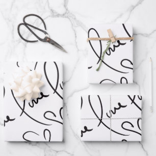 Feuille De Papier Cadeau Écriture manuscrite dessinée à la main pour la Sai