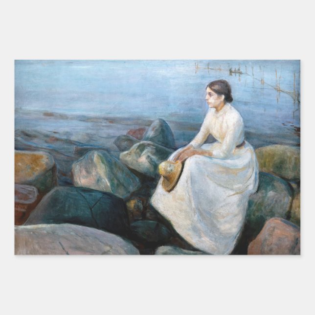 Feuille De Papier Cadeau Edvard Munch - Nuit d'été, Enger sur la plage (Devant)