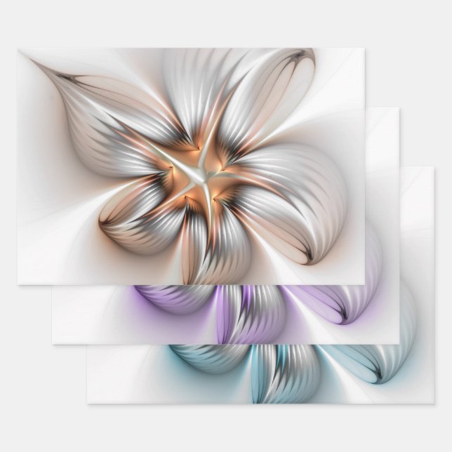 Feuille De Papier Cadeau Élégance florale Moderne Abstraite 3D Fleur fracta (Lot)