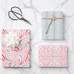 Feuille De Papier Cadeau Élégant Abstrait en Noël rose et blanc