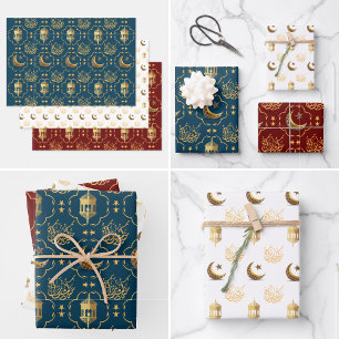 Feuille De Papier Cadeau Elegant Aïd Moubarak Calligraphie or