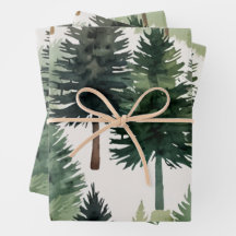 Élégant Aquarelle Pine Tree Noël