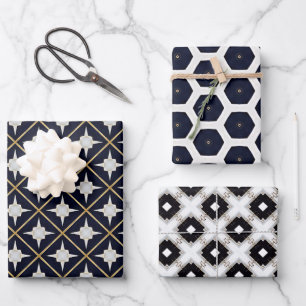 Feuille De Papier Cadeau Elégant Black Gold et White Luxury tendance