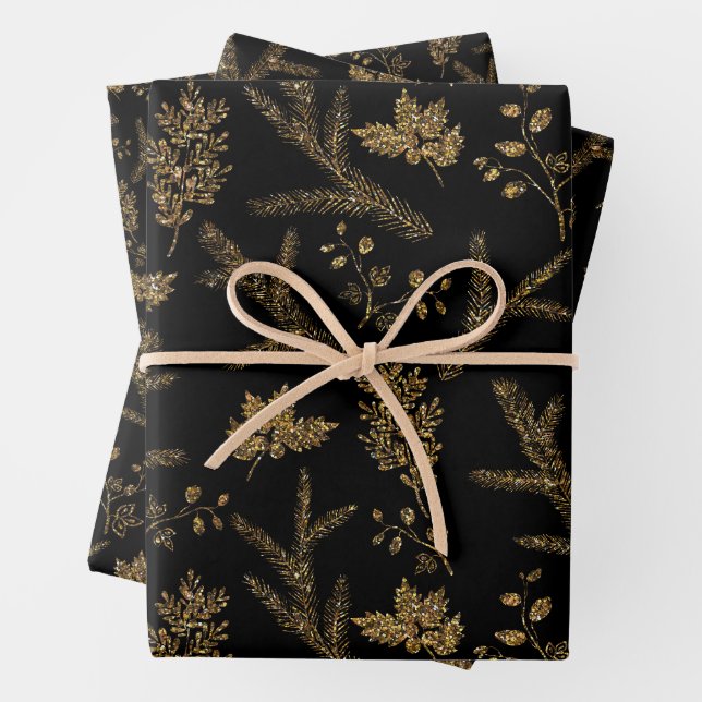 Feuille De Papier Cadeau Élégant Black Gold Vacances Vibe de luxe (En situation)