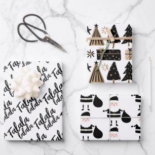 Feuille De Papier Cadeau Elégant Black White Gold Citation cadeau de Noël