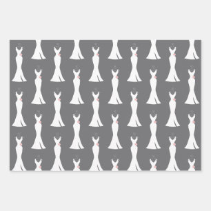Feuille De Papier Cadeau Elégant blanc sur gris - Motif élégant