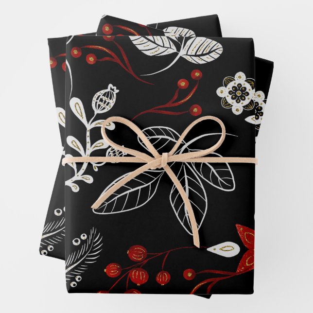 Feuille De Papier Cadeau Elegant botanical pattern (En situation)