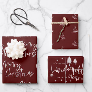 Feuille De Papier Cadeau Élégant cadeau de Noël Red Joyeux
