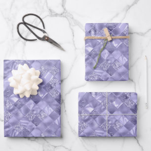 Feuille De Papier Cadeau élégant carrelage violet motif Noël