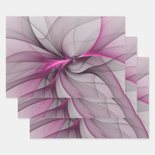 Feuille De Papier Cadeau Élégant Chaos Moderne Art Fractal Abstrait Rose