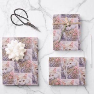 Feuille De Papier Cadeau Élégant chat blanc en Motif de bijoux