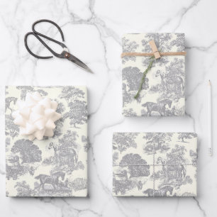 Feuille De Papier Cadeau Elégant chic Cheval gris argenté Toile