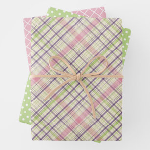 Feuille De Papier Cadeau Élégant couleur clair rétro Tartan Plaid Motif