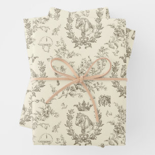 Feuille De Papier Cadeau Élégant, élégant, crème Beige Equestre, Toile
