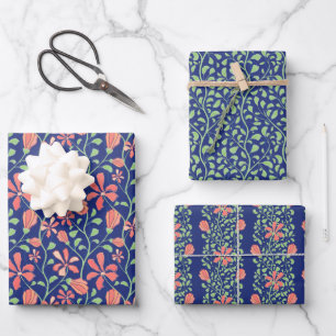 Feuille De Papier Cadeau Élégant ensemble de Motifs de fleurs de jasmin ros