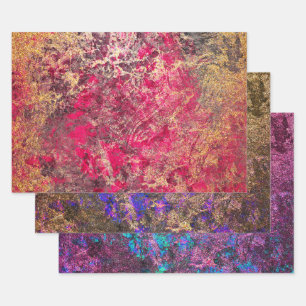 Feuille De Papier Cadeau Elégant Faux Shimmer Or et marbre multicolore
