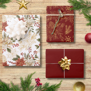 Feuille De Papier Cadeau Elégant Festif vacances Floral Poinsettia