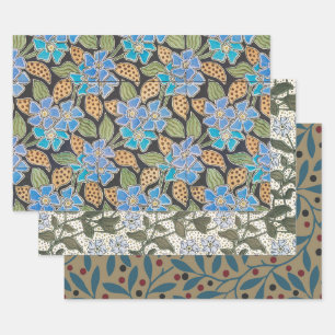 Feuille De Papier Cadeau Élégant Fleur Bleu Périwinkle Floral Classic