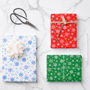 Feuille De Papier Cadeau Élégant Flocon de neige rouge vert blanc Noël mode